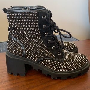 Rhinestone Madden Girl combat boots